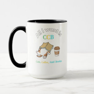 Sleepy Cat with Coffee and Book Mug