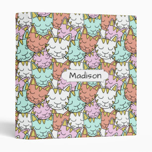 Sleepy Cats Pattern custom name binders