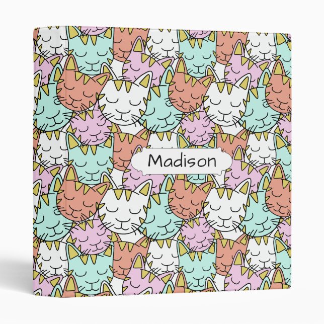 Sleepy Cats Pattern custom name binders (Front/Spine)