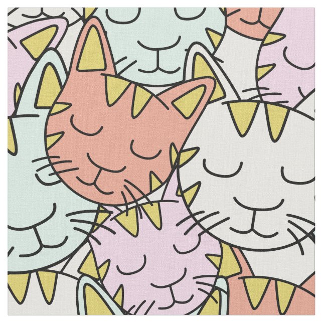 Sleepy Cats Pattern fabric (Close Up)