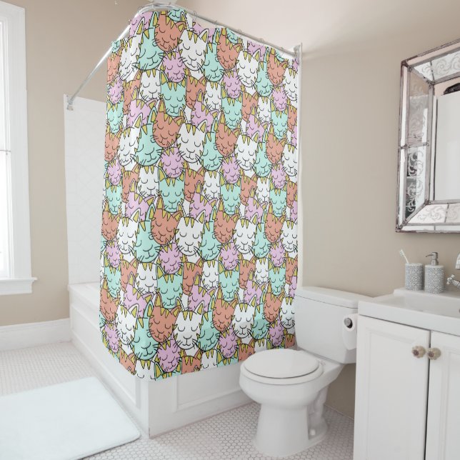 Sleepy Cats shower curtain (In Situ)
