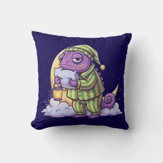 Sleepy Chameleon Wall Clock – Dreamy & Whimsical T Throw Pillow