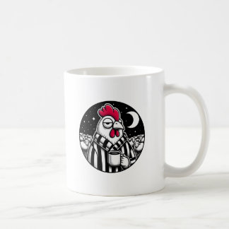 Sleepy Chicken Coffee Lover Black White Plaid Mug