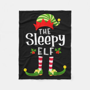Sleepy Christmas Elf Matching Pajama X-mas Party  Fleece Blanket