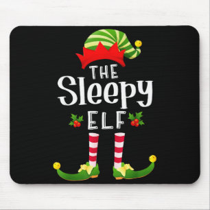 Sleepy Christmas Elf Matching Pajama X-mas Party  Mouse Pad