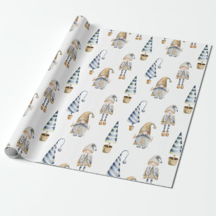 Sleepy Christmas Gnomes & Trees Design Wrapping Paper