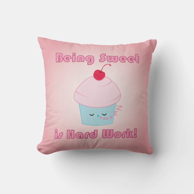 Sleepy Cupcake and Cherry Kawaii pillow (Front)