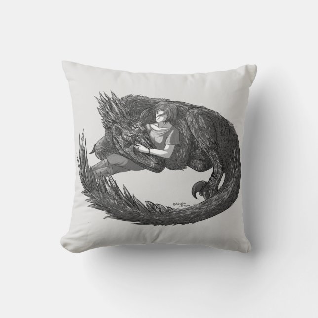 Sleepy Dinosaur Throw Pillow (Front)