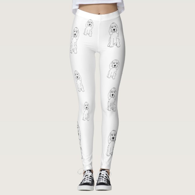 Sleepy Dog, Linear Drawing Leggings (Front)