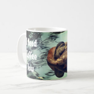 Sleepy Duck Need Coffee Now Funny  Coffee Mug