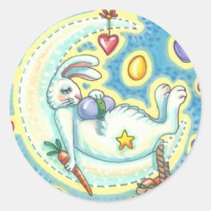SLEEPY EASTER BUNNY JELLY BEAN DREAMS MOON STICKER