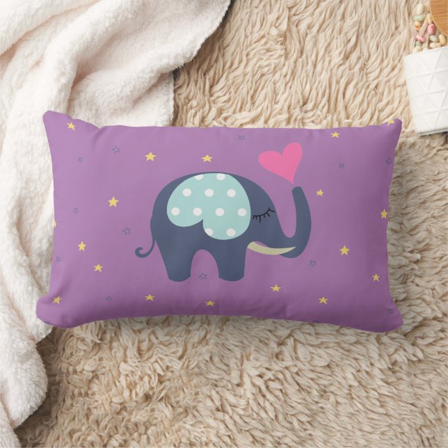 SLEEPY ELEPHANT STARS PATTERN LUMBAR PILLOW (Blanket)