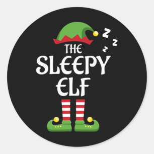 Sleepy Elf Family Matching Group Christmas Classic Round Sticker