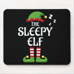 Sleepy Elf Family Matching Group Christmas Mouse Pad