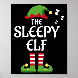 Sleepy Elf Family Matching Group Christmas Poster