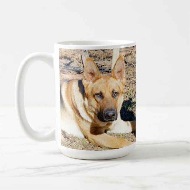 Sleepy Eyes German Shepherd,  Coffee Mug (Left)