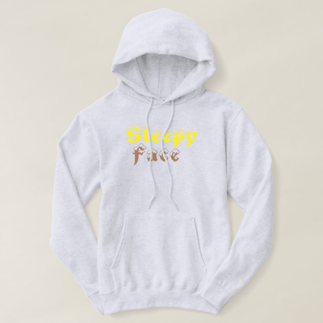Sleepy Face: Ash Grey - Hooded Sweatshirt (Design Front)