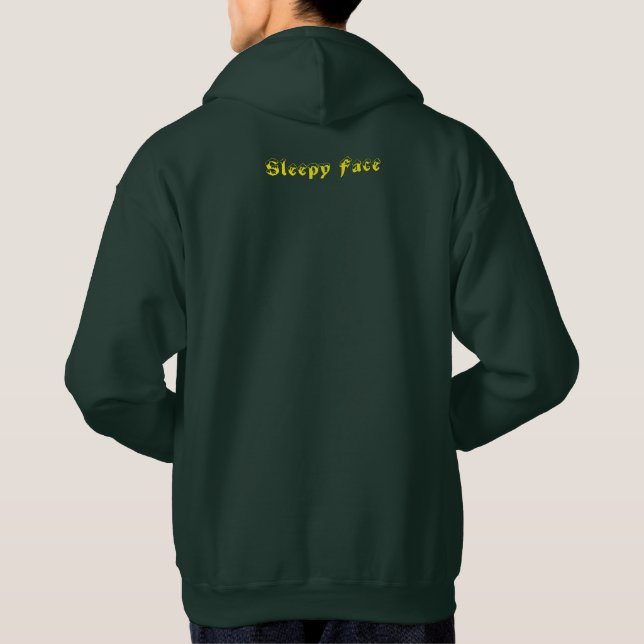 Sleepy Face: Green - All-weather Hooded Sweater (Back)