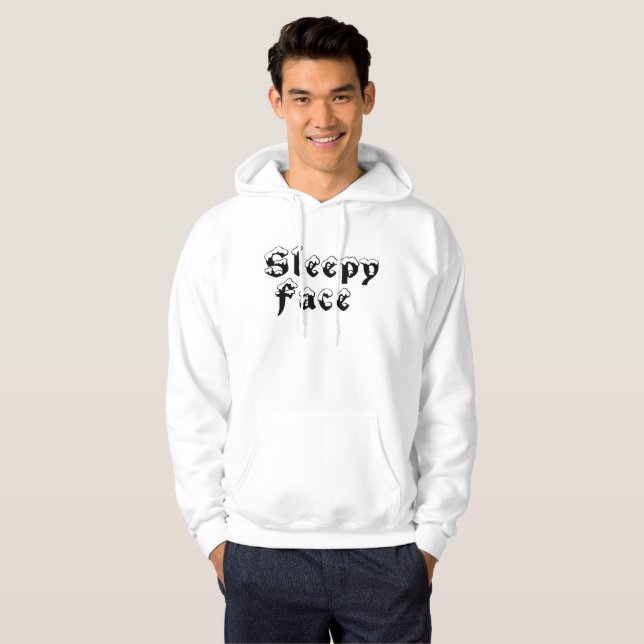 Sleepy Face: White - Basic Hooded Sweatshirt (Front Full)