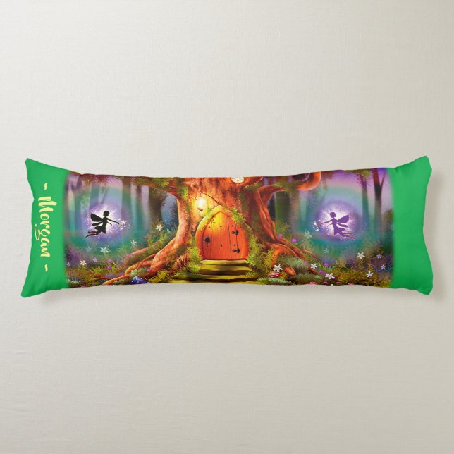 Sleepy Fairy magic tree. Green Giant custom Body Pillow (Front)