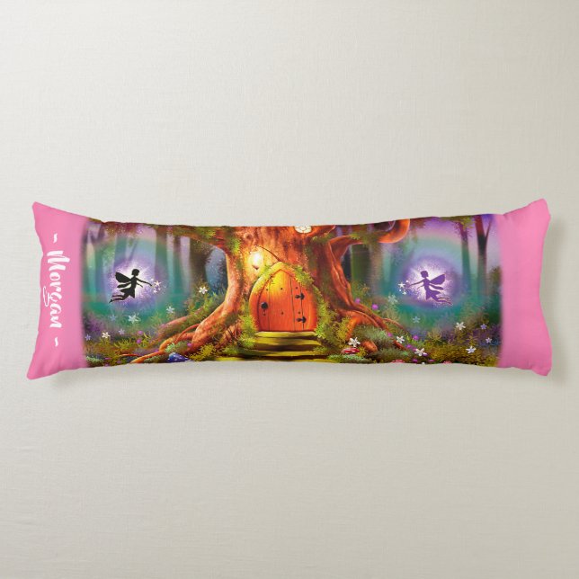 Sleepy Fairy magic tree. Pink Giant custom Body Pillow (Front)
