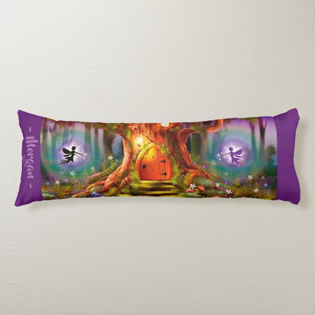 Sleepy Fairy magic tree. Purple Giant custom Body Pillow (Front)