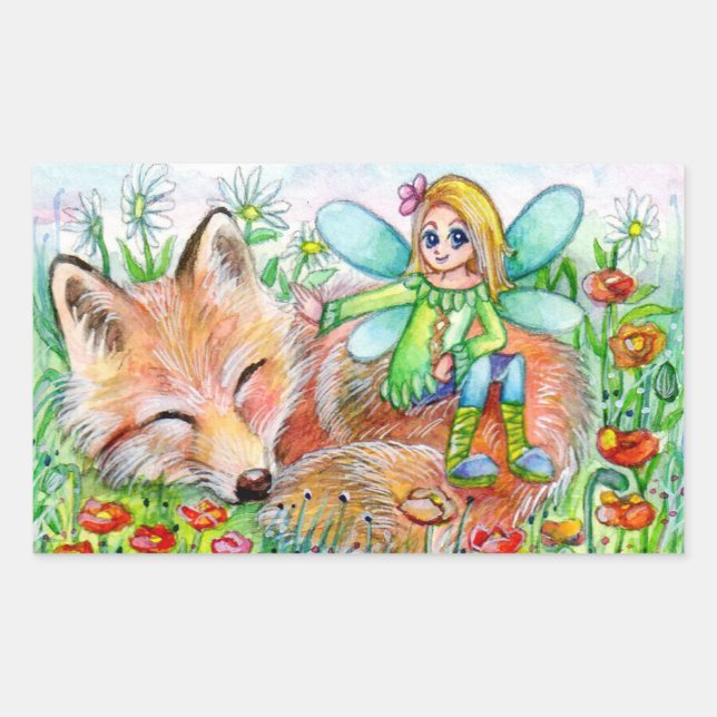 Sleepy Fox and Fairy Sticker (Front)