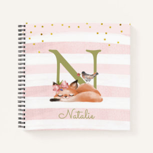Sleepy Fox Illustration Girl Daily Drawing Notebook