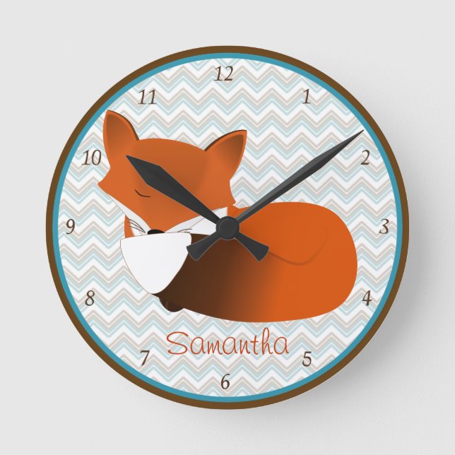 Sleepy Fox Personalized Wall Clock (Front)