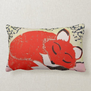 Sleepy Fox Pillow, Cotton, 13”x21” Lumbar Pillow