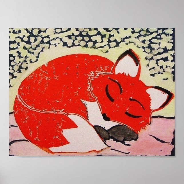 Sleepy Fox Poster, 11 x 8.5 Inches Poster (Front)
