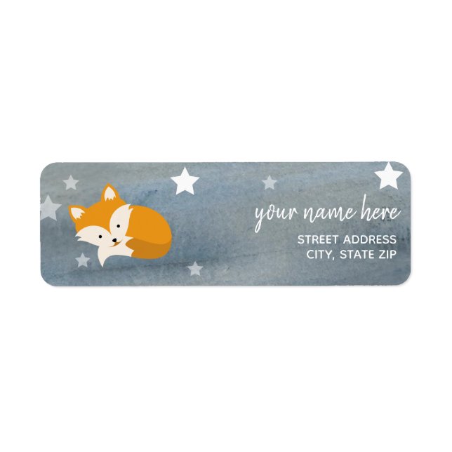 Sleepy Fox Stars Baby shower aquarelle (Devant)