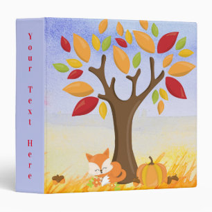 Sleepy Fox Under Autumn Tree Custom Spine Binder