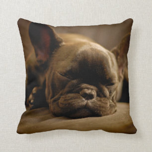 Sleepy French Bulldog Throw Pillow
