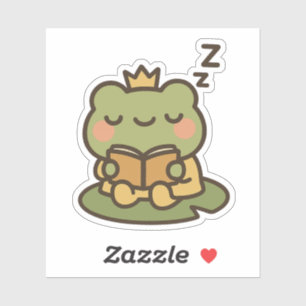 Sleepy Frog on Lily Pad Sticker