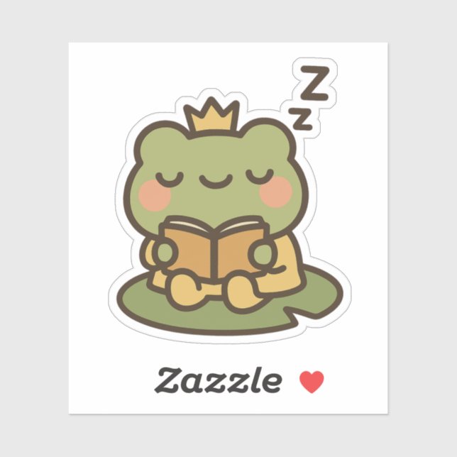 Sleepy Frog on Lily Pad Sticker (Sheet)