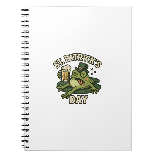 Sleepy Funny Frog St.Patrick's Day Notebook (Front)
