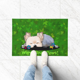 Sleepy Garden Helper Yorkie Doormat