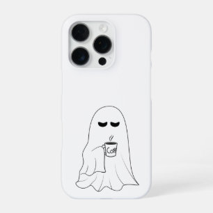 Sleepy Ghost with Coffee – Minimalist Cozy  iPhone 16 Pro Case