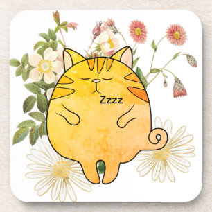 Sleepy Ginger Cat Coaster