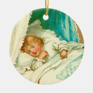 Sleepy girl ceramic ornament