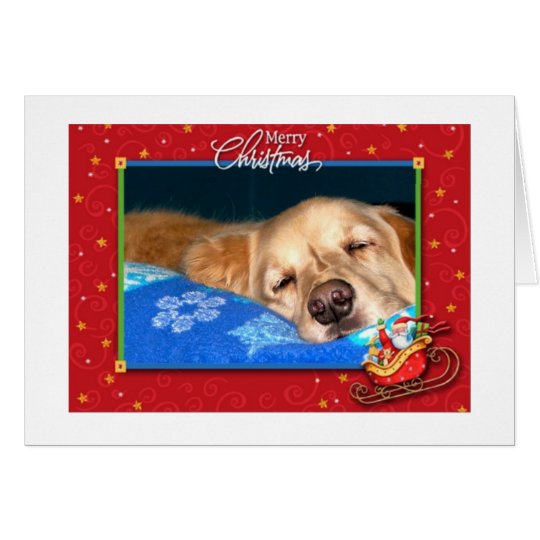Sleepy Golden Retriever Holiday Greeting Card