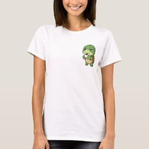 Sleepy Green Turtle Sipping Dark Coffee T-Shirt