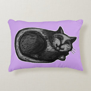 Sleepy Grey Cat Lavender Accent Pillow