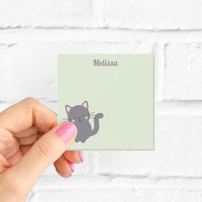 Sleepy Grey Cat Sage Sticky Notes (Creator Uploaded)