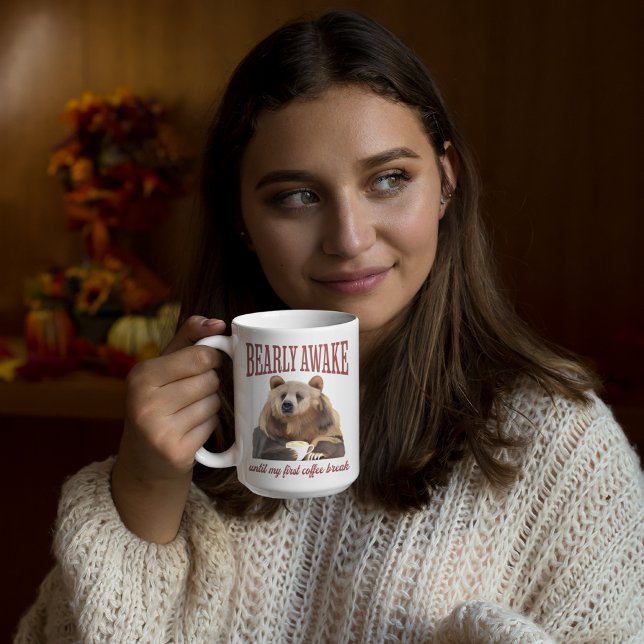 Sleepy Grizzly Bear Coffee Lovers Pun  Coffee Mug (Creator Uploaded)