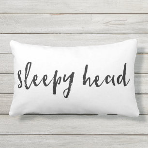 Sleepy Head Typography Pillow