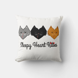 Sleepy Heart Kitties Trio Throw Pillow