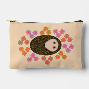 Sleepy Hedgehog and Flowers Accessory Pouch