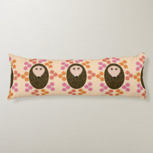 Sleepy Hedgehog and Flowers Body Pillow